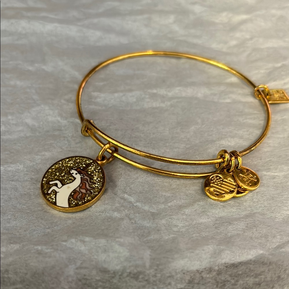 Unicorn Gold Charm Bangle Bracelet